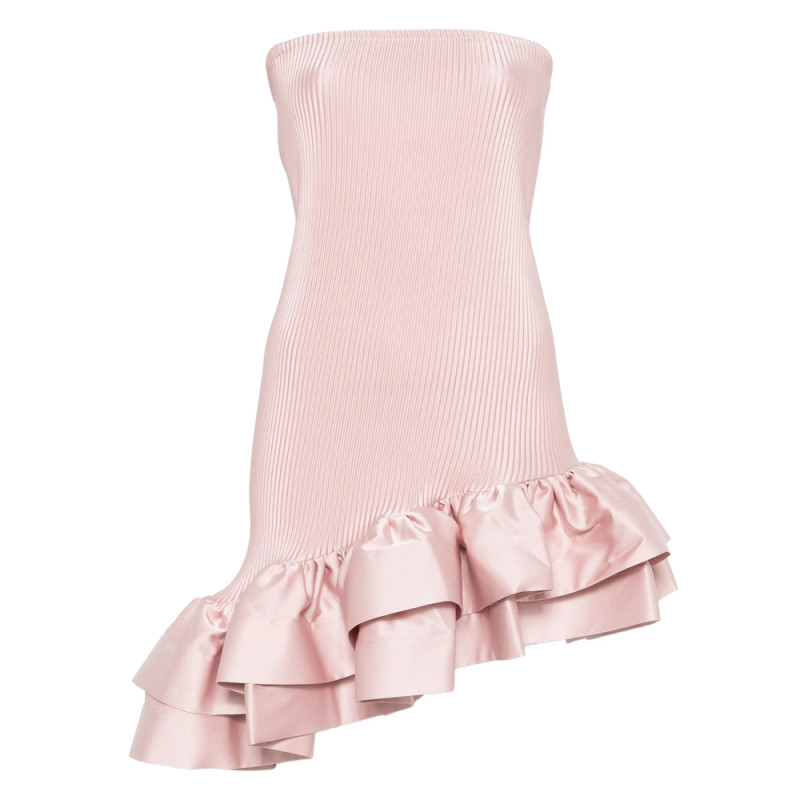 L'idee Pleated Ruffled Asymmetric Cocktail Dress