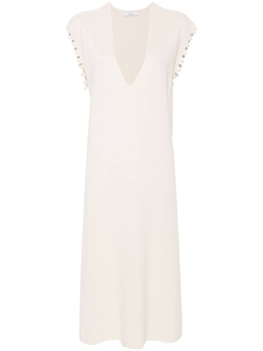 crochet-trim cotton midi dress