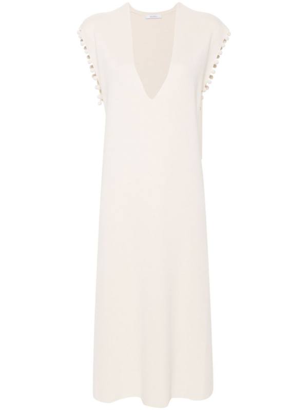 crochet-trim cotton midi dress