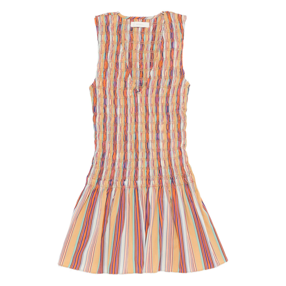 Faithfull The Brand Palomar Mini Striped Shirred Dress