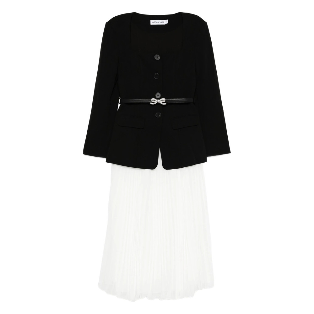 Self-portrait Pleated-panel Bow-detail Midi Dress