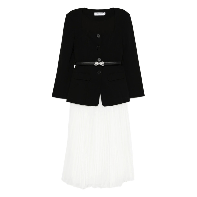 Self-portrait Pleated-panel Bow-detail Midi Dress