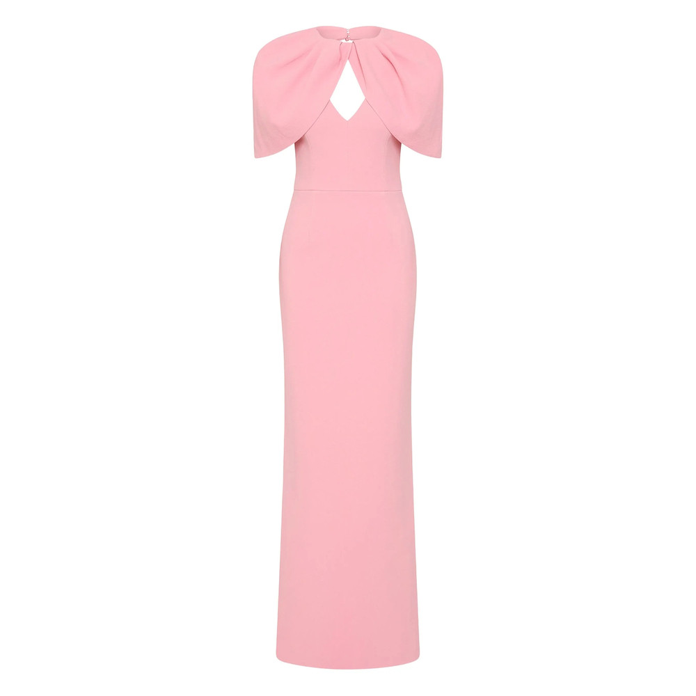 Rebecca Vallance Xena Petal-sleeve Keyhole Gown