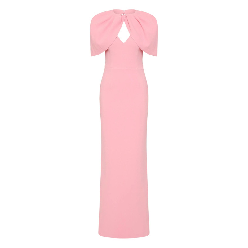 Rebecca Vallance Xena Petal-sleeve Keyhole Gown