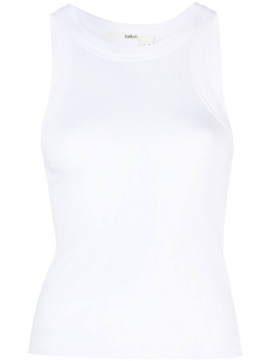 fine-ribbed cotton tank top