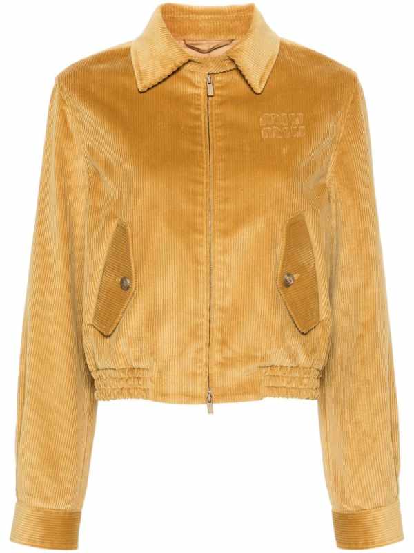 logo-appliqué corduroy bomber jacket