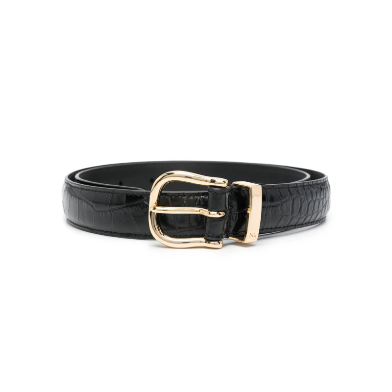 Nili Lotan Crocodile-effect Patent-leather Belt