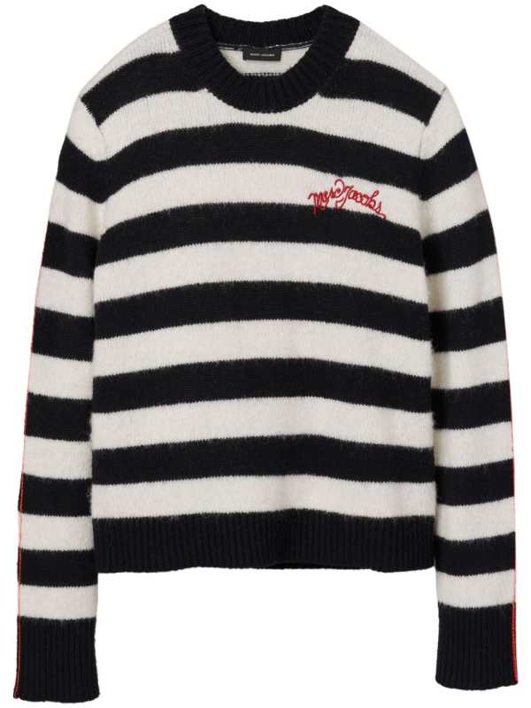 logo-embroidered striped jumper