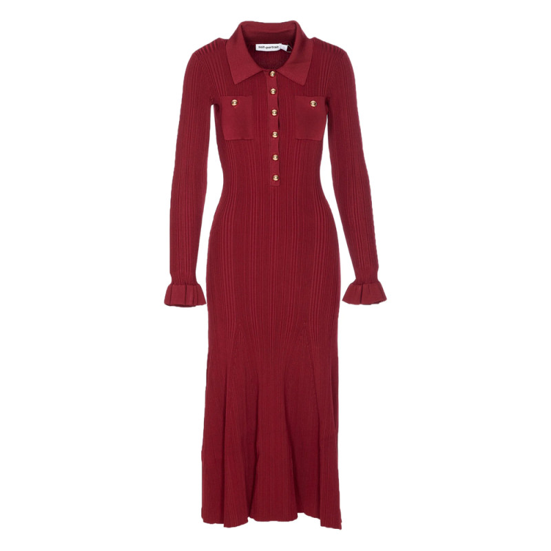 Self-portrait Ribbed Button-front Dress