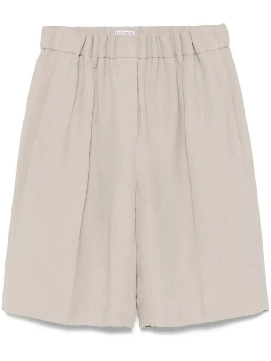 elasticated-waist shorts