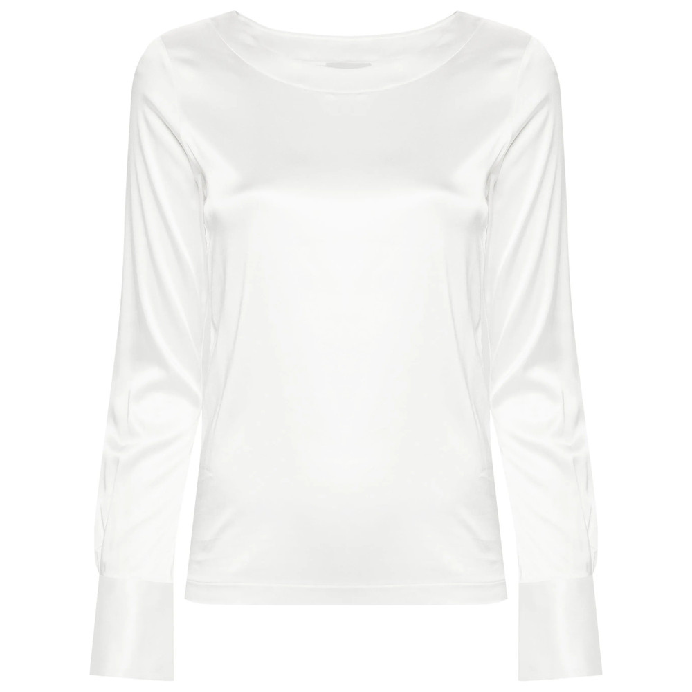 Mazzarelli Boat-neck Satin Blouse