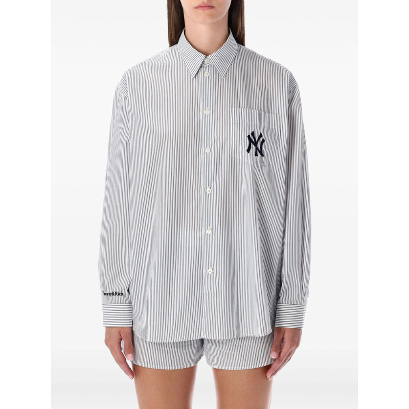 Sporty & Rich Yankees Serif Striped Shirt