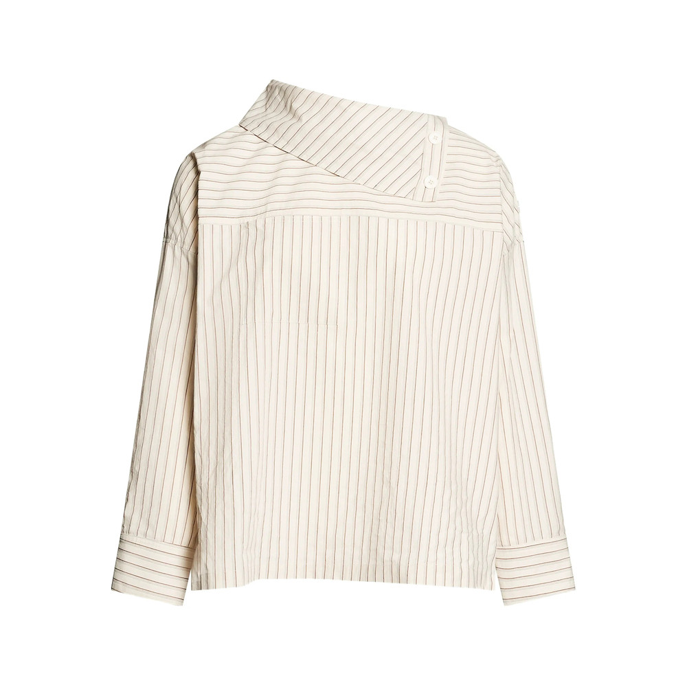 Yves Salomon Asymmetric-neck Poplin Blouse