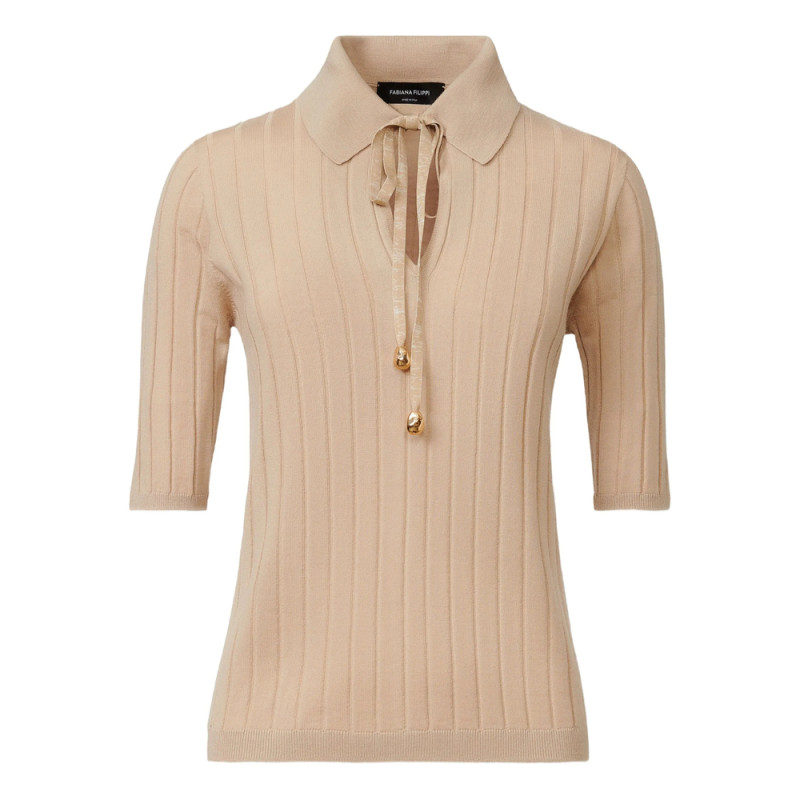 Fabiana Filippi Ribbed-knit Polo Neck Top