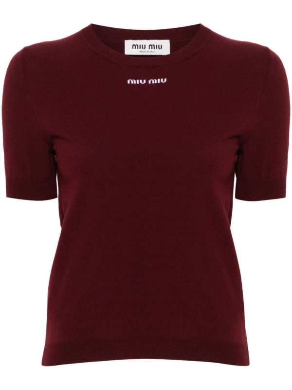 intarsia-logo knitted top