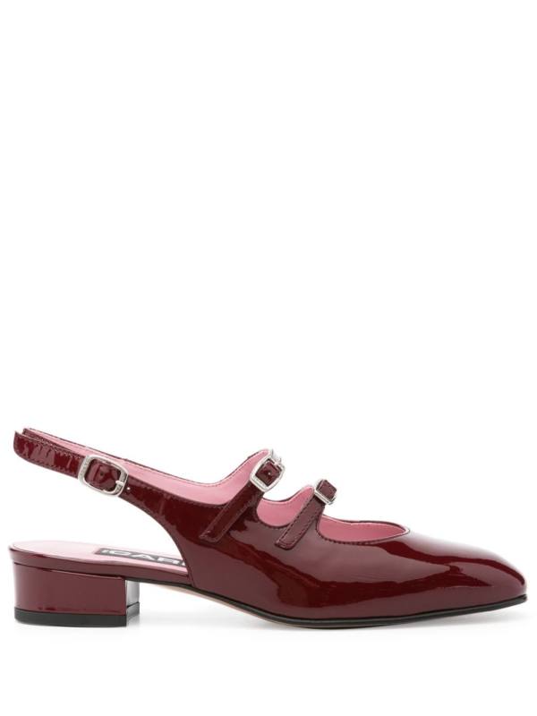 Pêche patent-leather slingback pumps