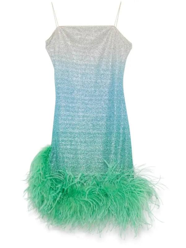 feather-trim mini dress