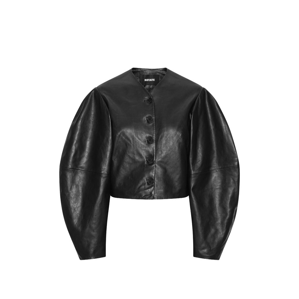 Rotate Button Leather Jacket