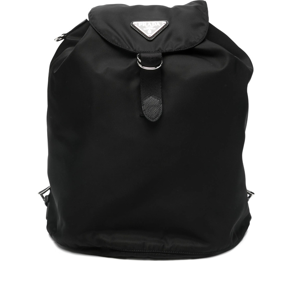 Prada Logo Plaque Drawstring Backpack