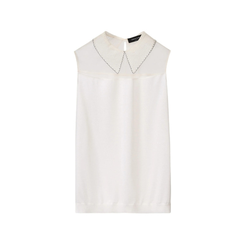 Fabiana Filippi Lace-collar Mesh-yoke Blouse