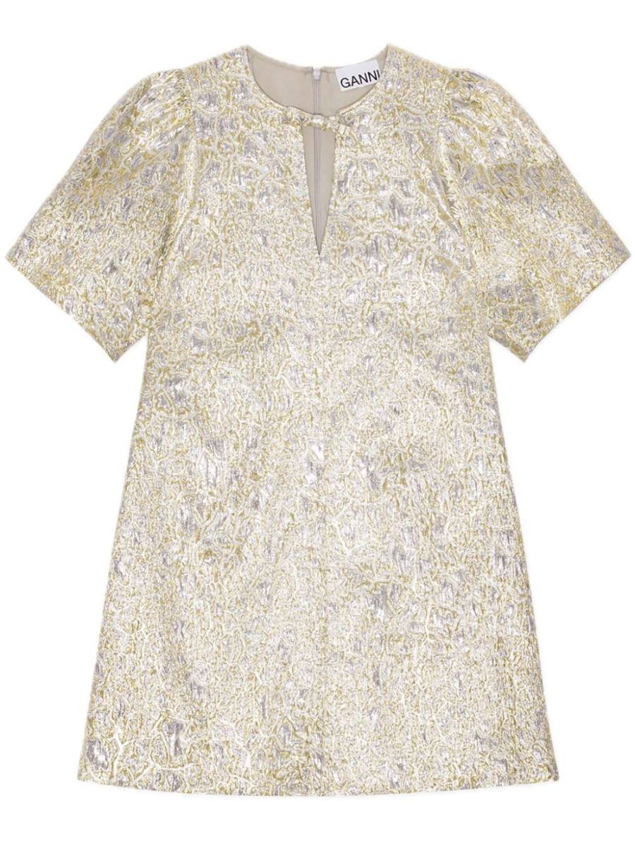 patterned-jacquard mini dress