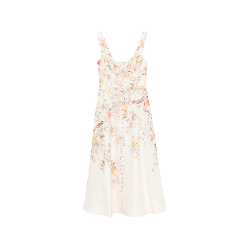 Zimmermann Luna Buttoned Floral Picnic Midi Dress