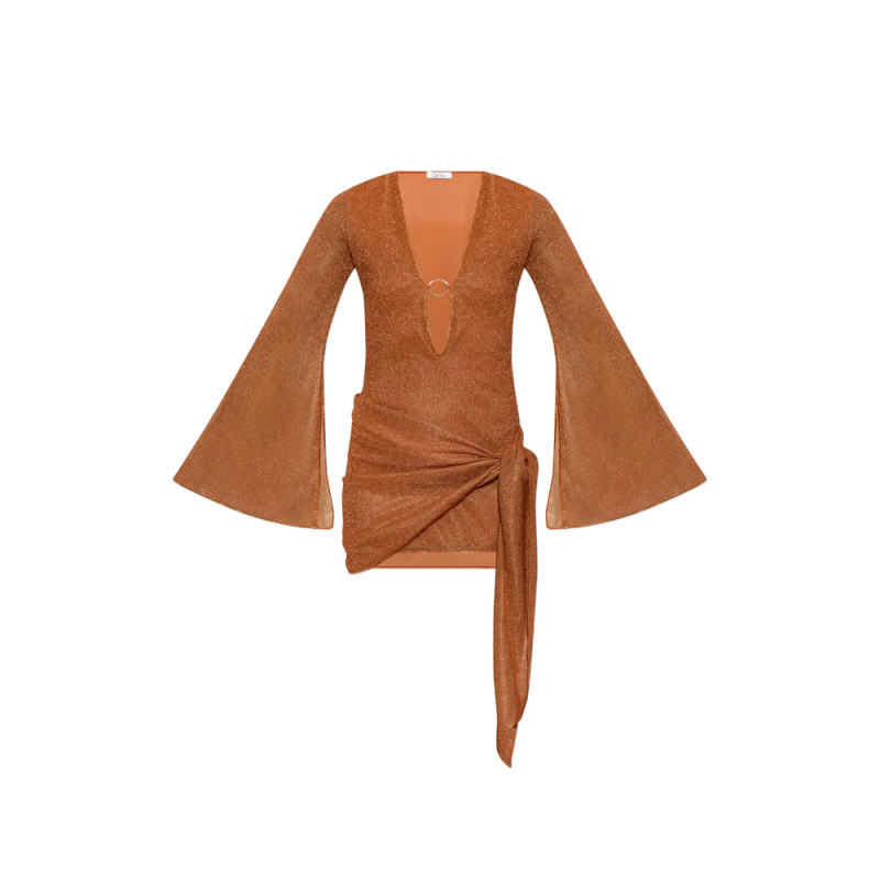 Oséree Metallic-effect Knotted Mini Dress