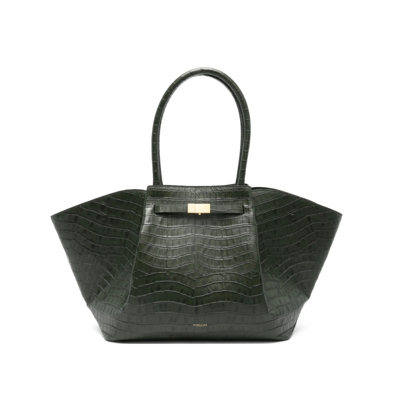 Demellier The New York Green Leather Tote Bag