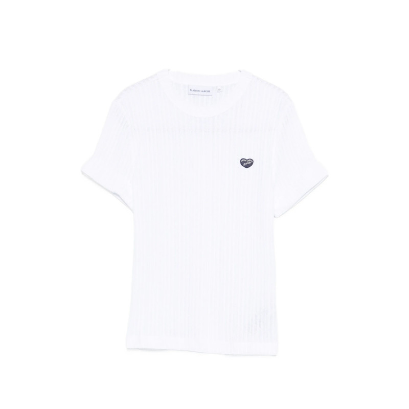 Maison Labiche Ribbed Heart-appliqué T-shirt
