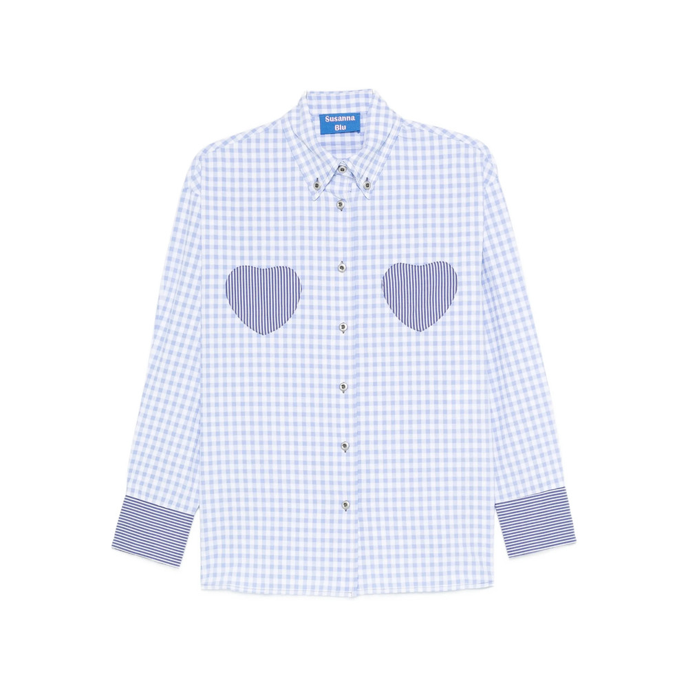 Susanna Blu Dalia Gingham Heart-detail Shirt