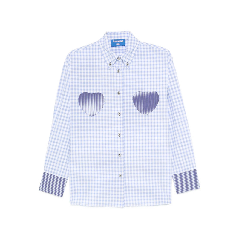 Susanna Blu Dalia Gingham Heart-detail Shirt