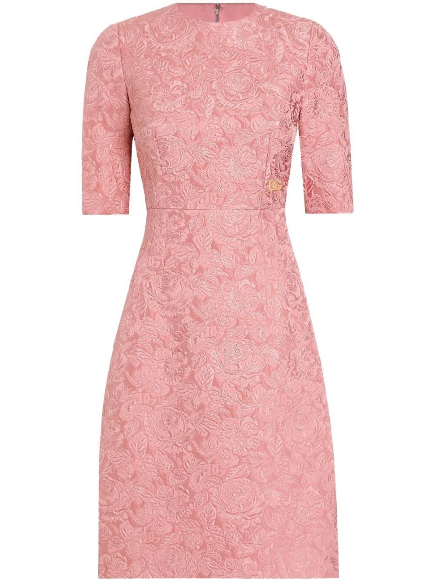 floral-jacquard midi dress