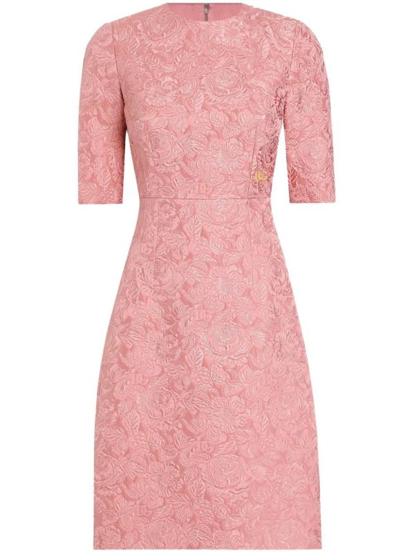 floral-jacquard midi dress