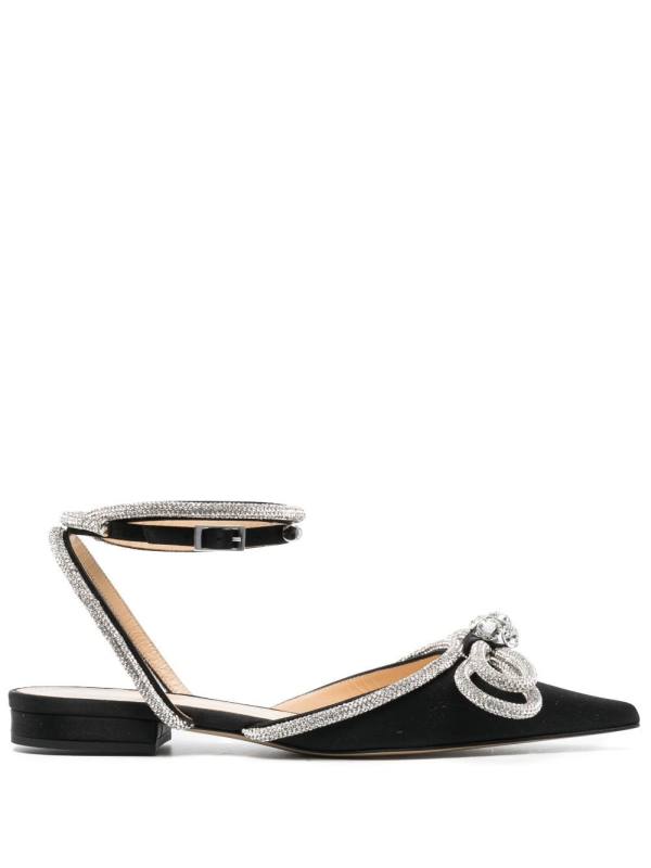 Double Bow satin ballerina shoes