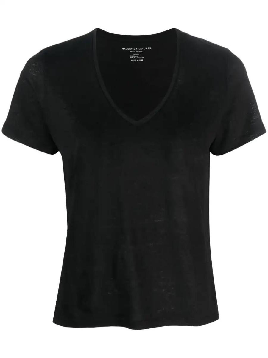 V-neck linen T-shirt