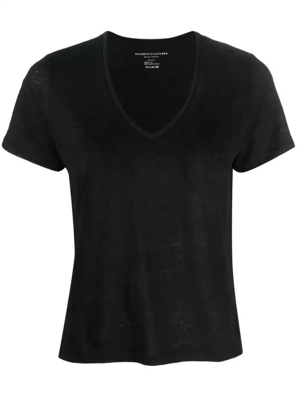 V-neck linen T-shirt