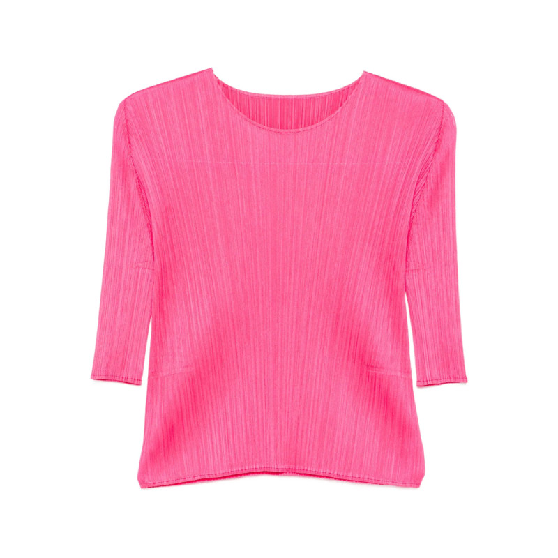 Pleats Please Pleated Three-quarter Sleeve T-shirt