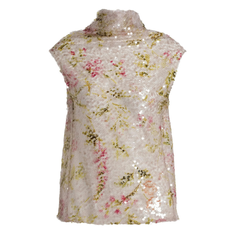 Alberta Ferretti Sequin Floral Tank Top