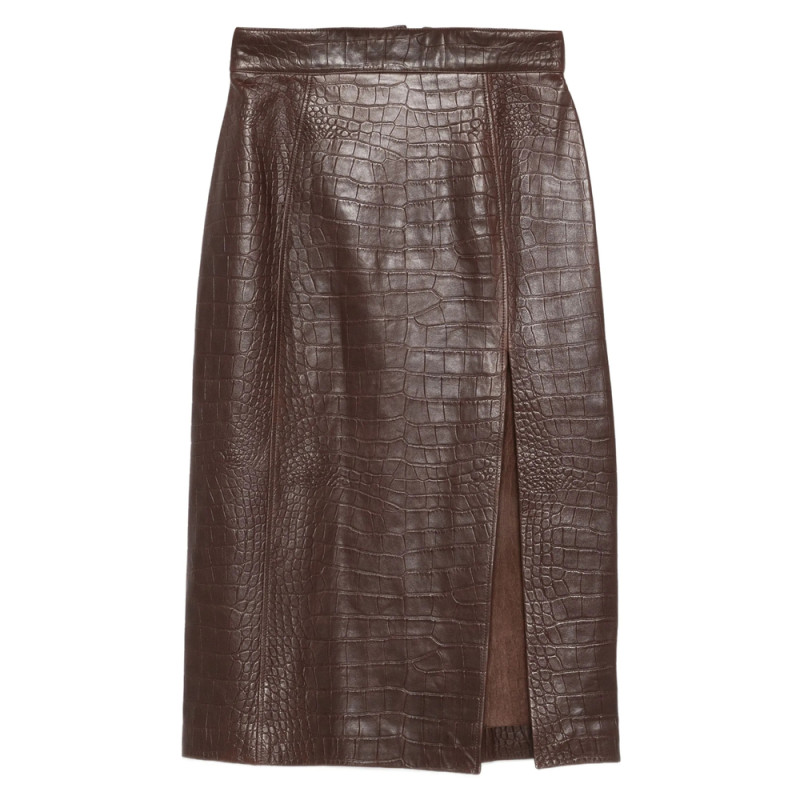 Amiri Crocodile-effect Leather Midi Skirt