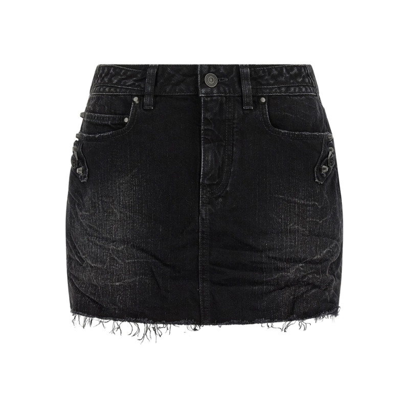 Balenciaga Frayed Denim Skirt