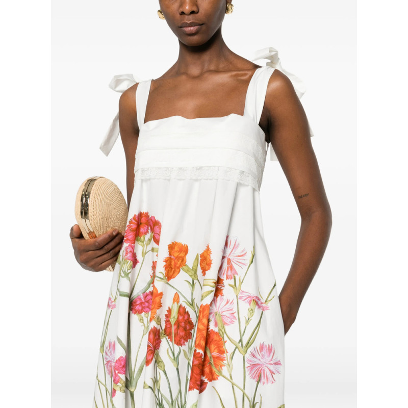 Alberta Ferretti Floral-detail Tie-strap Midi Dress