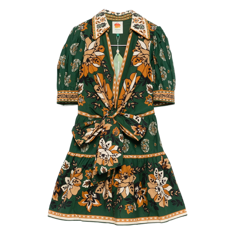 Farm Rio Floral-print Tie Dress