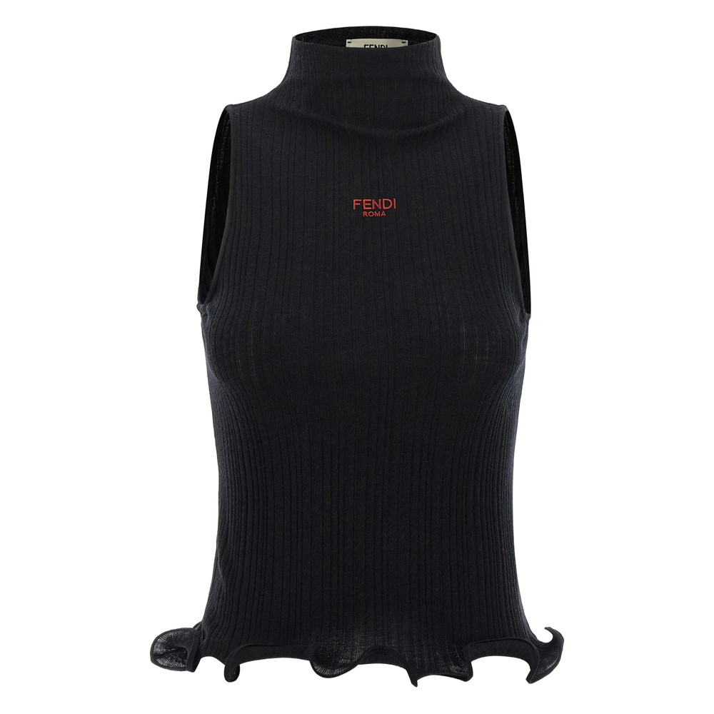 Fendi Ruffled High-neck Top