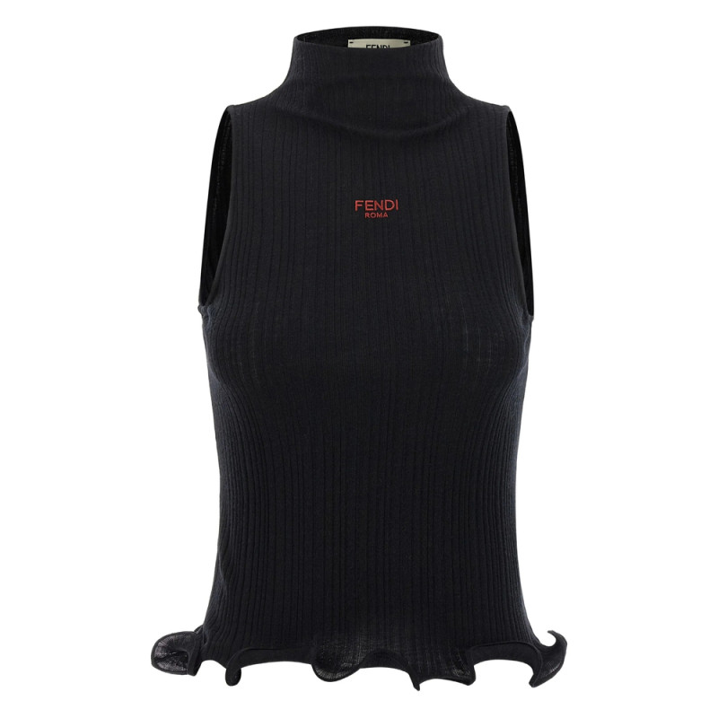 Fendi Ruffled High-neck Top