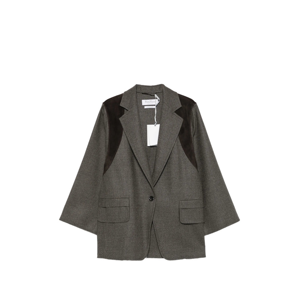 Max Mara Suede-panel Notched-lapel Jacket