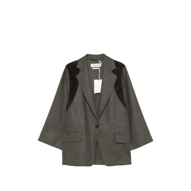 Max Mara Suede-panel Notched-lapel Jacket