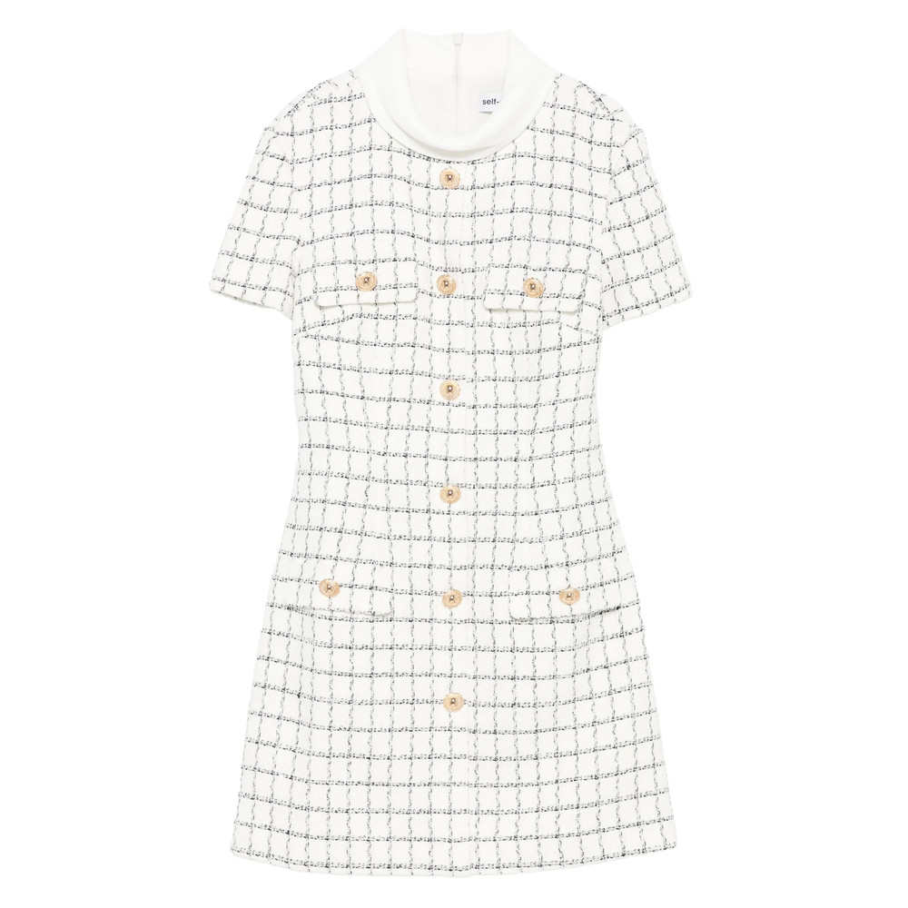 Self-portrait Checked Button-detailed Mini Dress