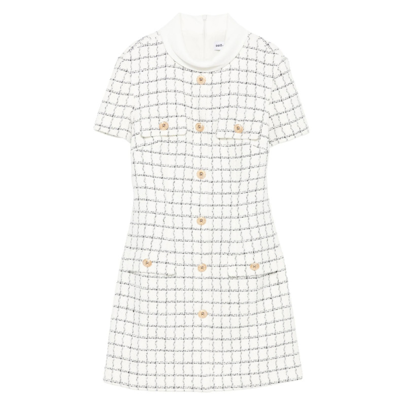 Self-portrait Checked Button-detailed Mini Dress