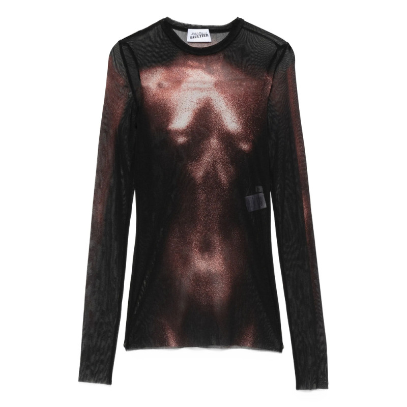 Jean Paul Gaultier Mesh Body-print Top