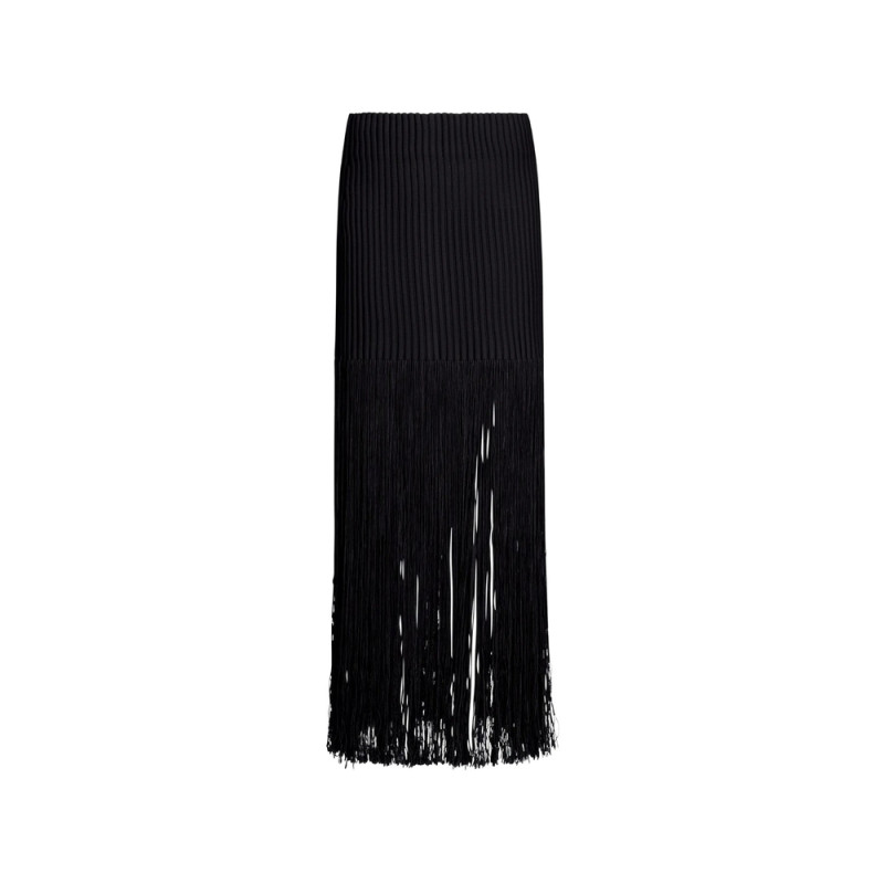 Alaïa Fringed Ribbed-knit Midi Skirt